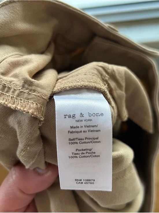 Rag And Bone Light Tan Charlie Cotton Cropped Two Tone Pants - Picture 10 of 14